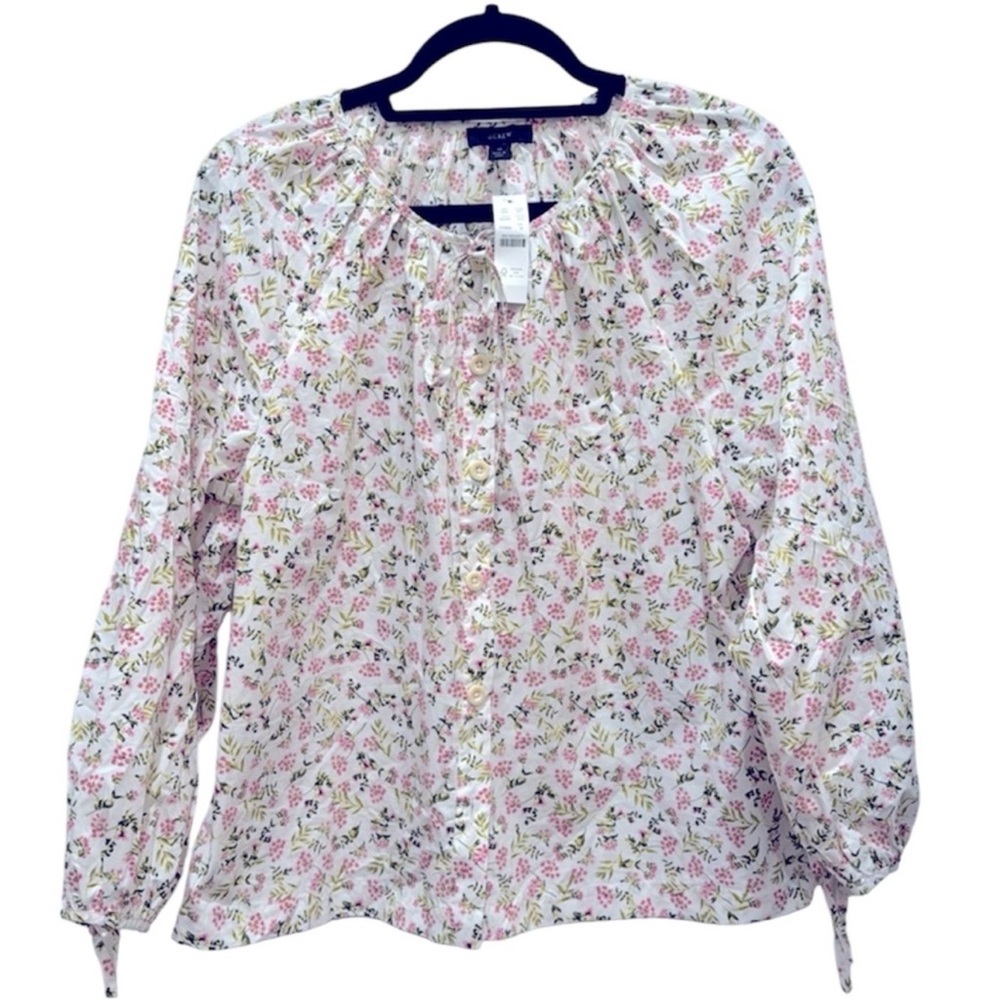 J. Crew Meadow Floral Long Sleeve button-front cotton poplin top Women’s Medium